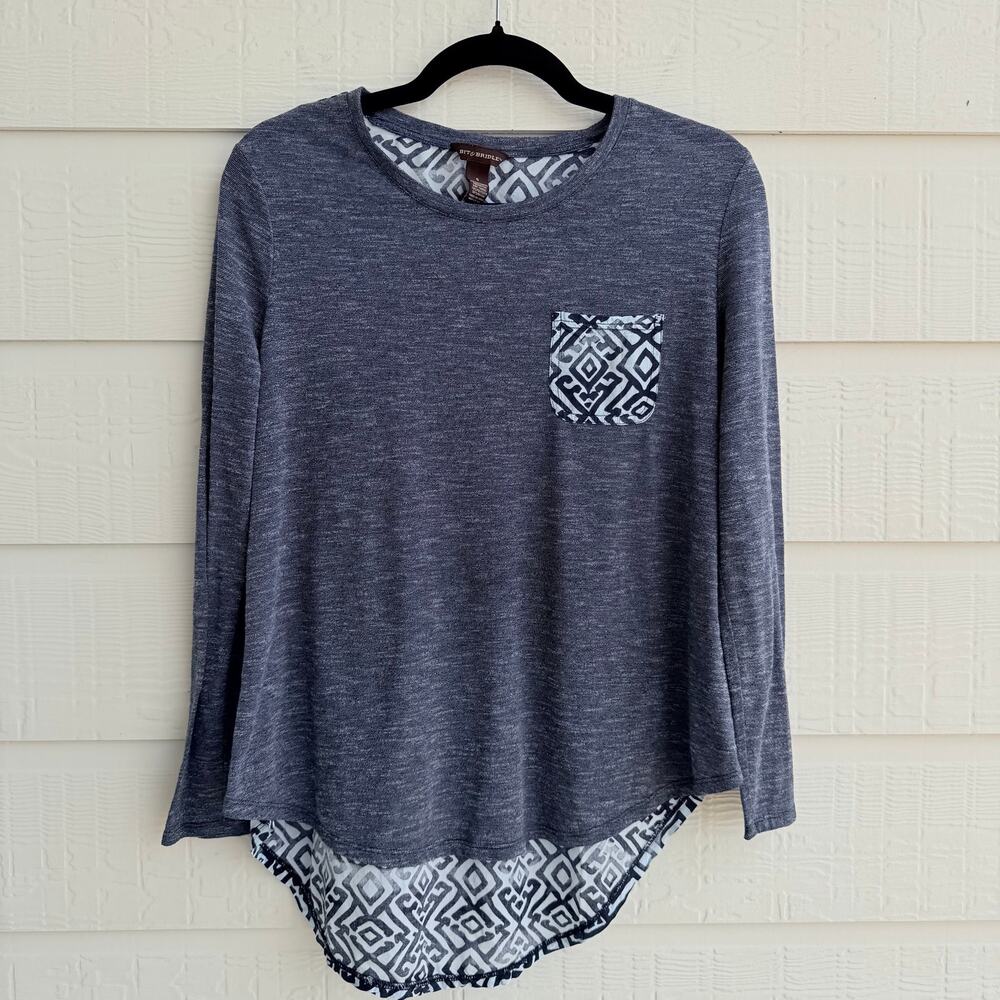 Bit & Bridle Mixed Media Hi-Low Geometric Top SM